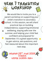 Year 6 to 7 Transition Workshop
